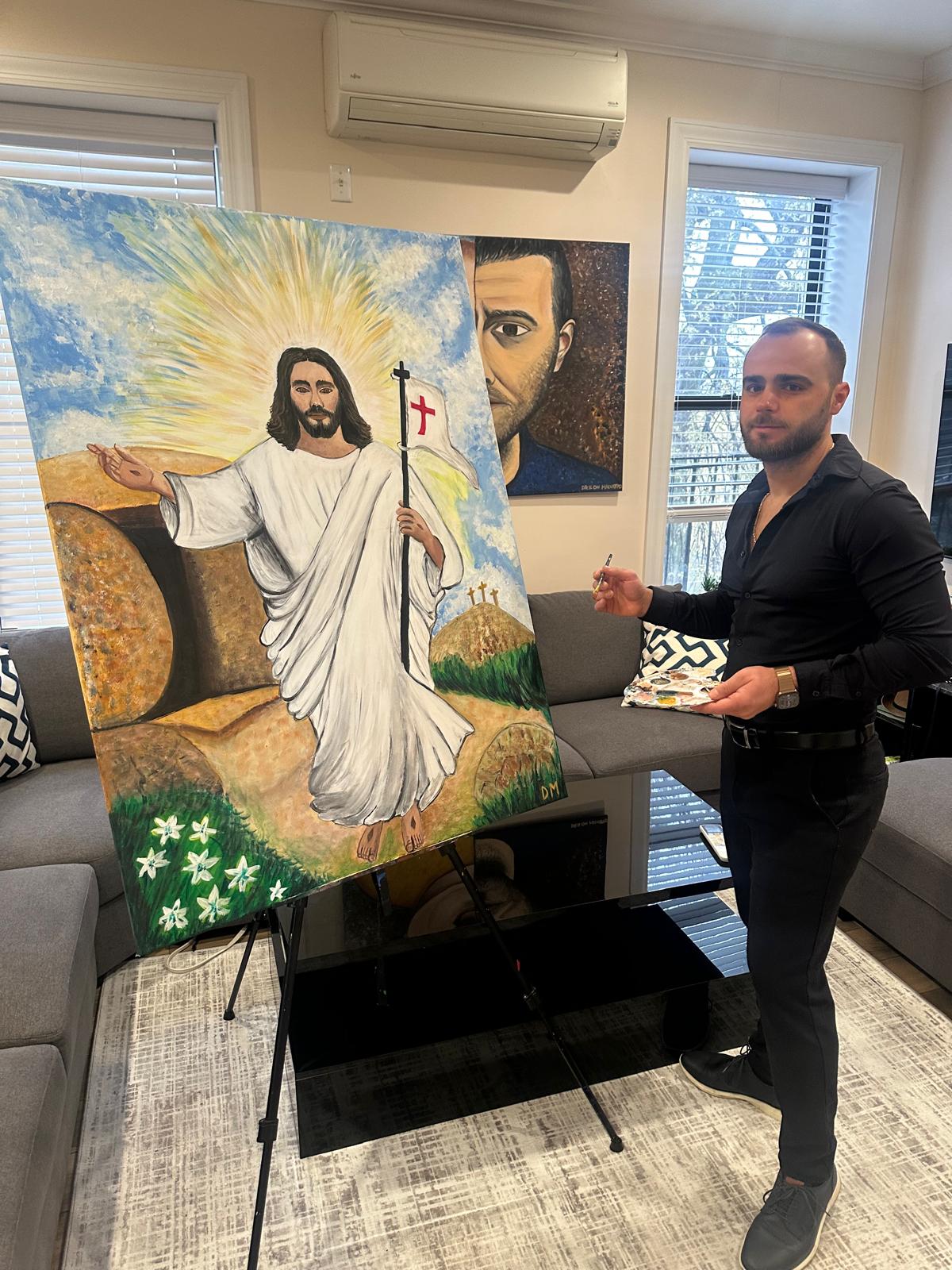 Jesus painting studio view